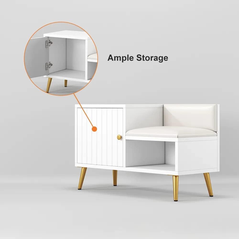 Solid Wood Shoe Cabinet with Seating