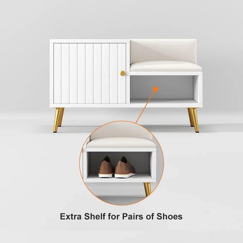 Solid Wood Shoe Cabinet with Seating