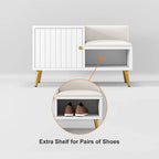 Solid Wood Shoe Cabinet with Seating