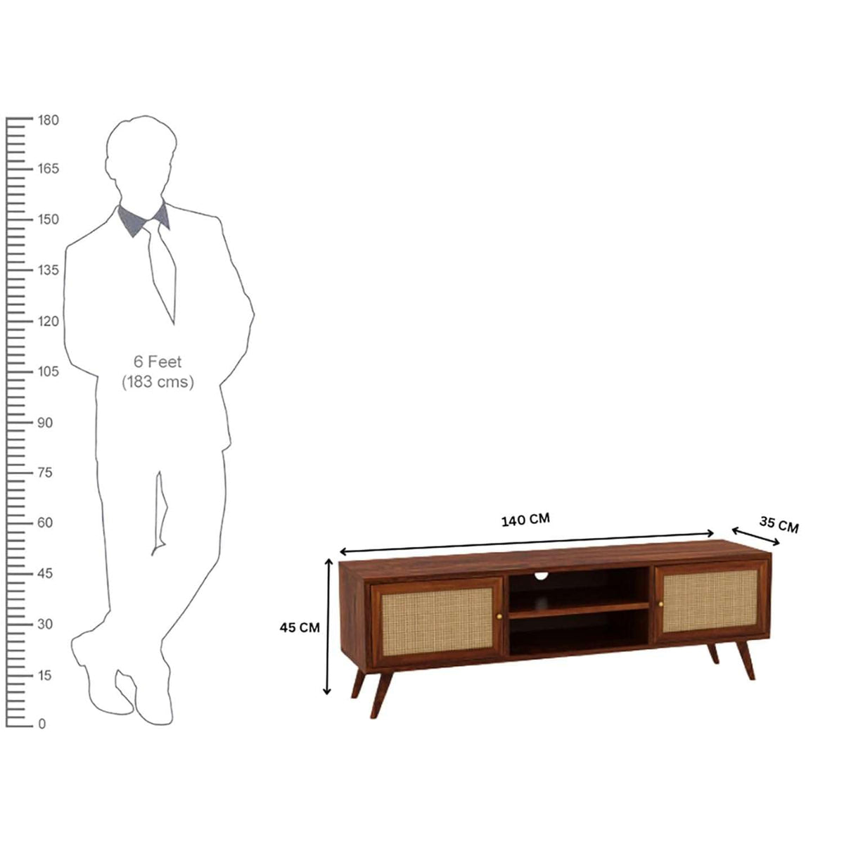 Solid Sheesham Wood TV Unit for Living Room