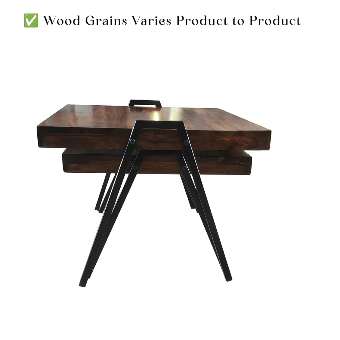 Wooden Center Table Set of 2 with Lower Shelf