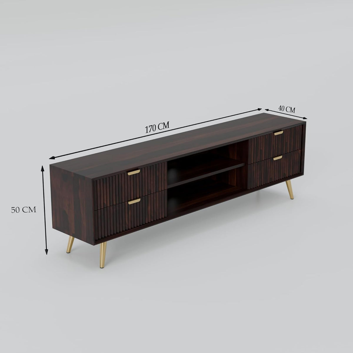 Wooden TV Cabinet with Storage Drawers