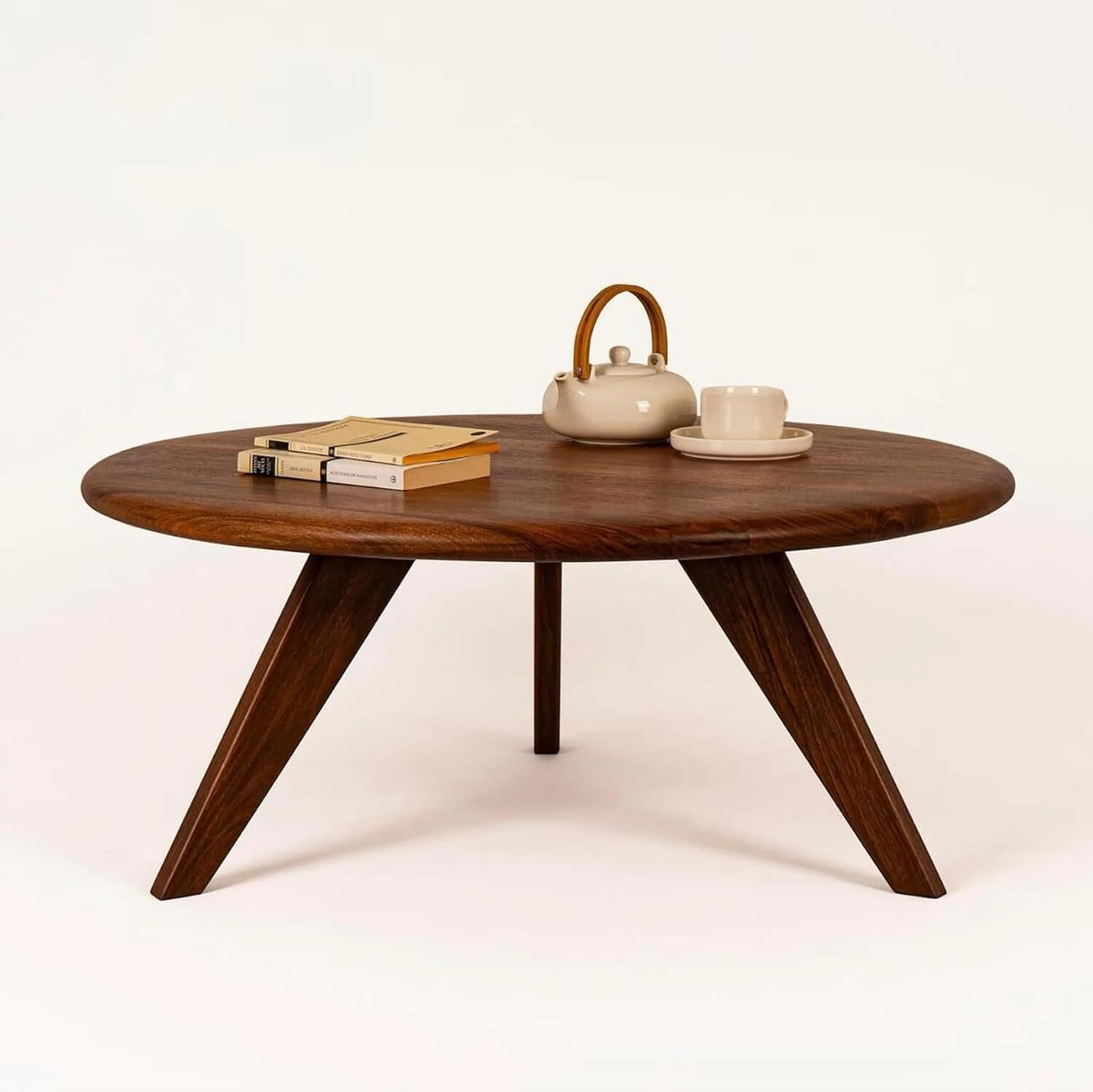 Solid Sheesham Wood Round Center Coffee Table for Living Room