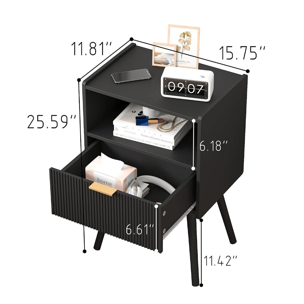 Solid Wood Bedside Table for Bedroom
