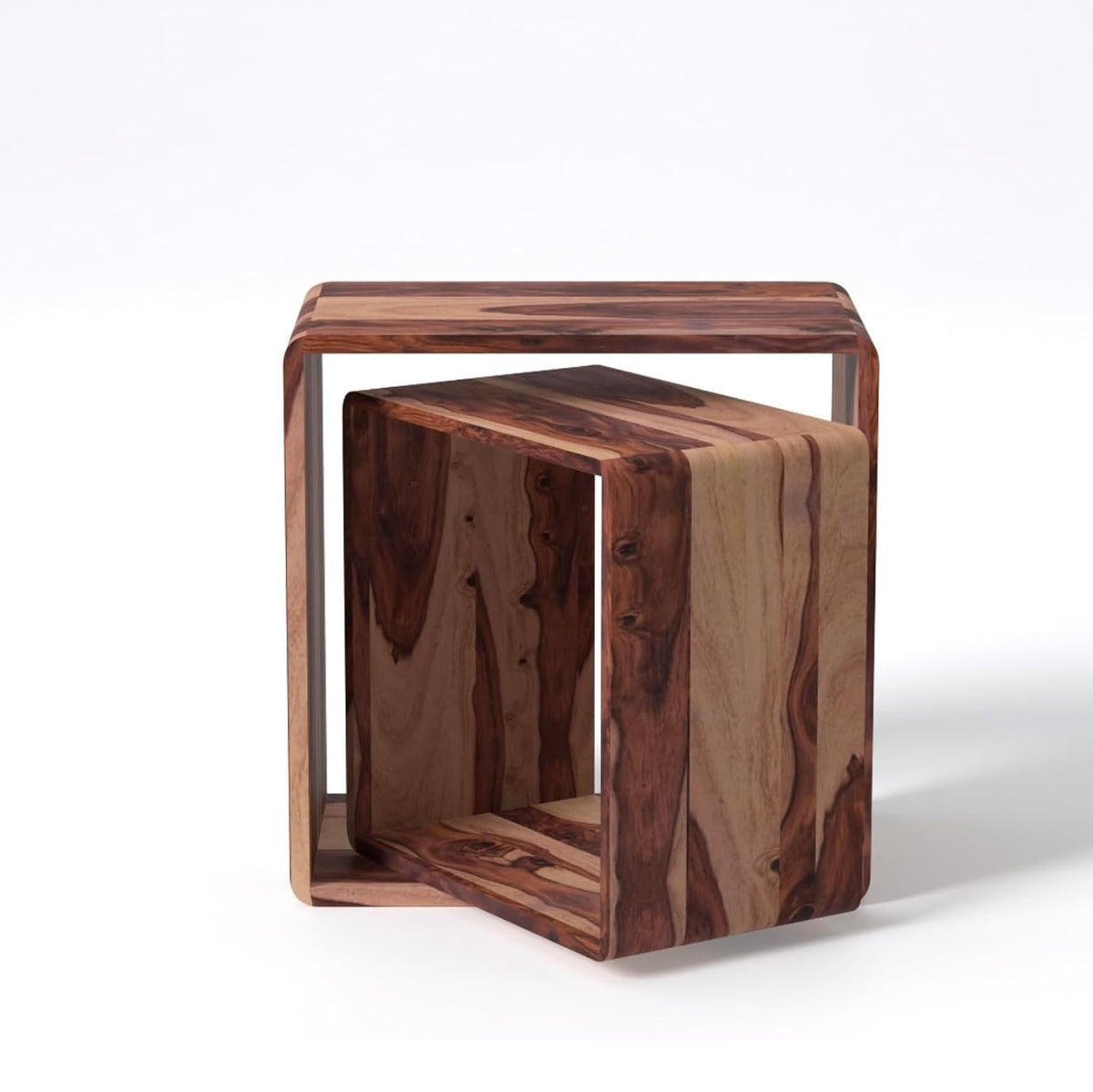 Solid Sheesham Wood Nesting Coffee Table Set of 2
