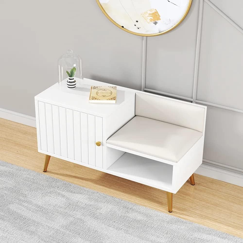Solid Wood Shoe Cabinet with Seating