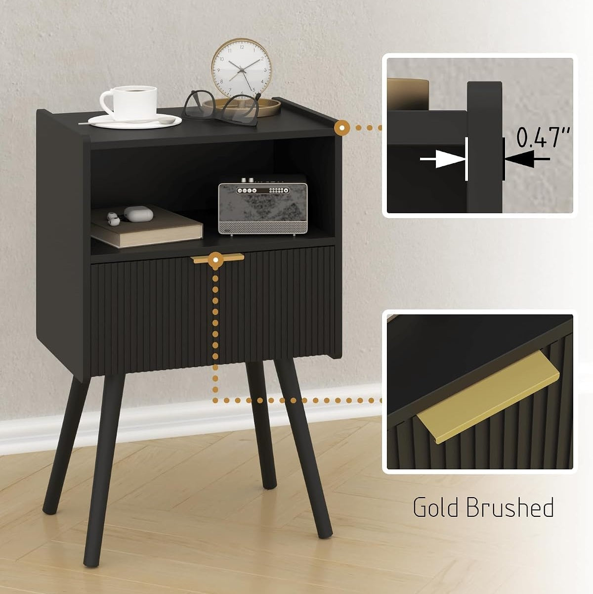 Solid Wood Bedside Table for Bedroom