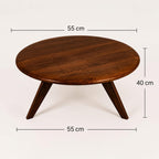 Solid Sheesham Wood Round Center Coffee Table for Living Room