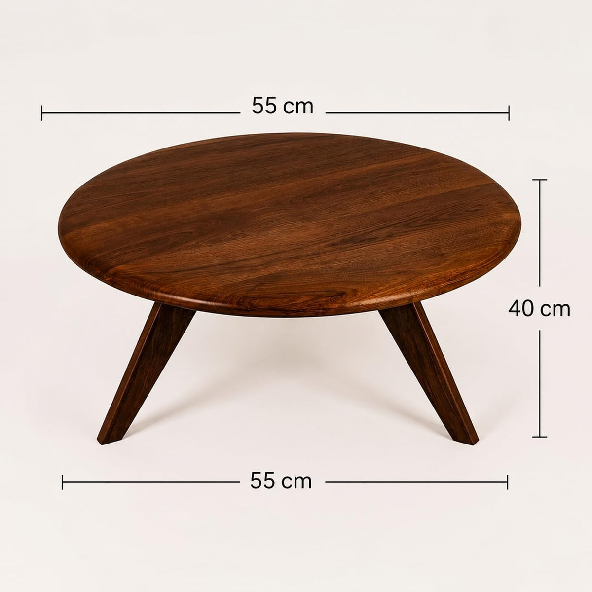 Solid Sheesham Wood Round Center Coffee Table for Living Room
