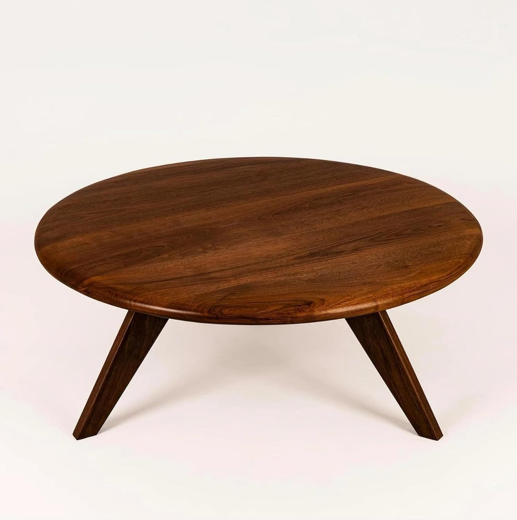 Solid Sheesham Wood Round Center Coffee Table for Living Room