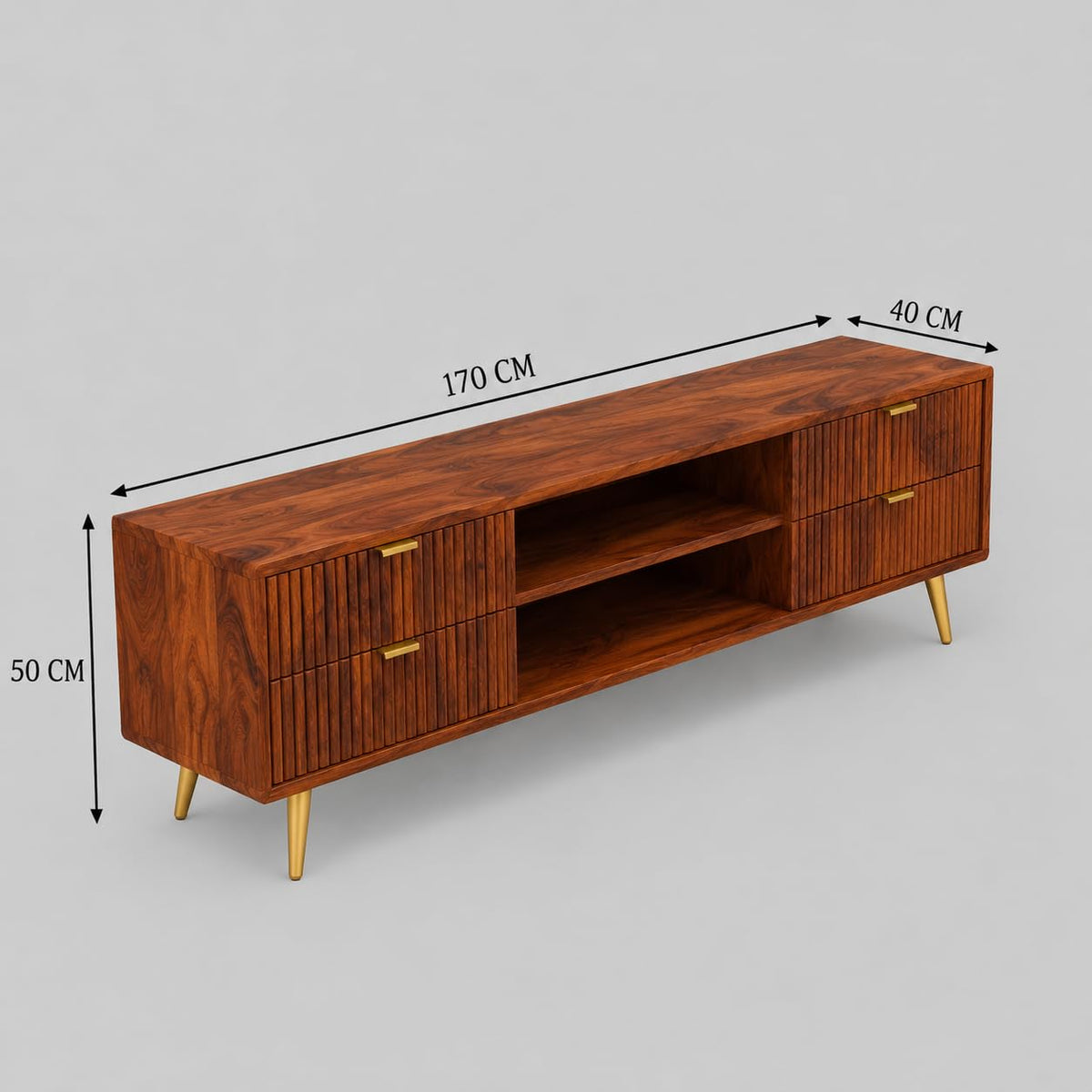 Wooden TV Cabinet with Storage Drawers