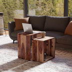 Solid Sheesham Wood Nesting Coffee Table Set of 2