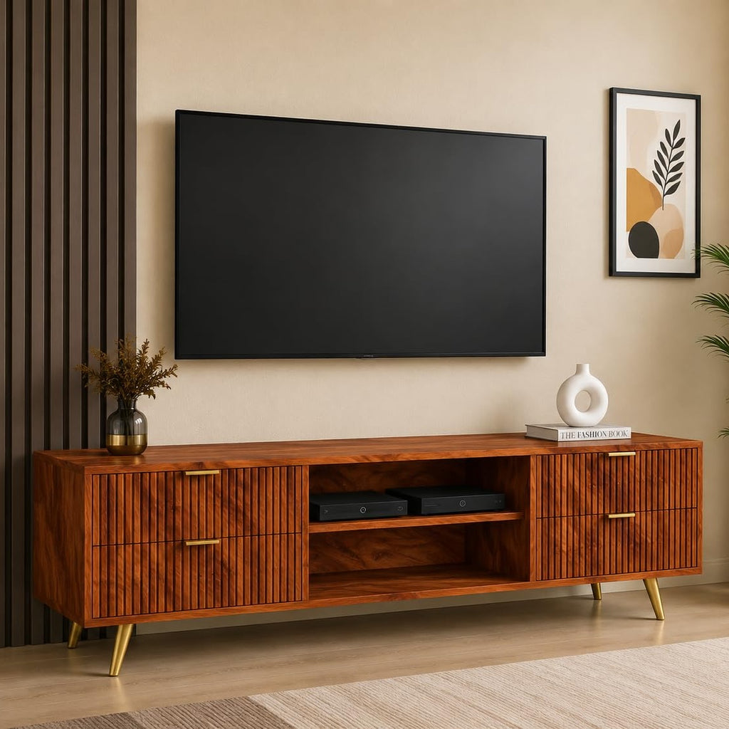 Wooden TV Cabinet with Storage Drawers