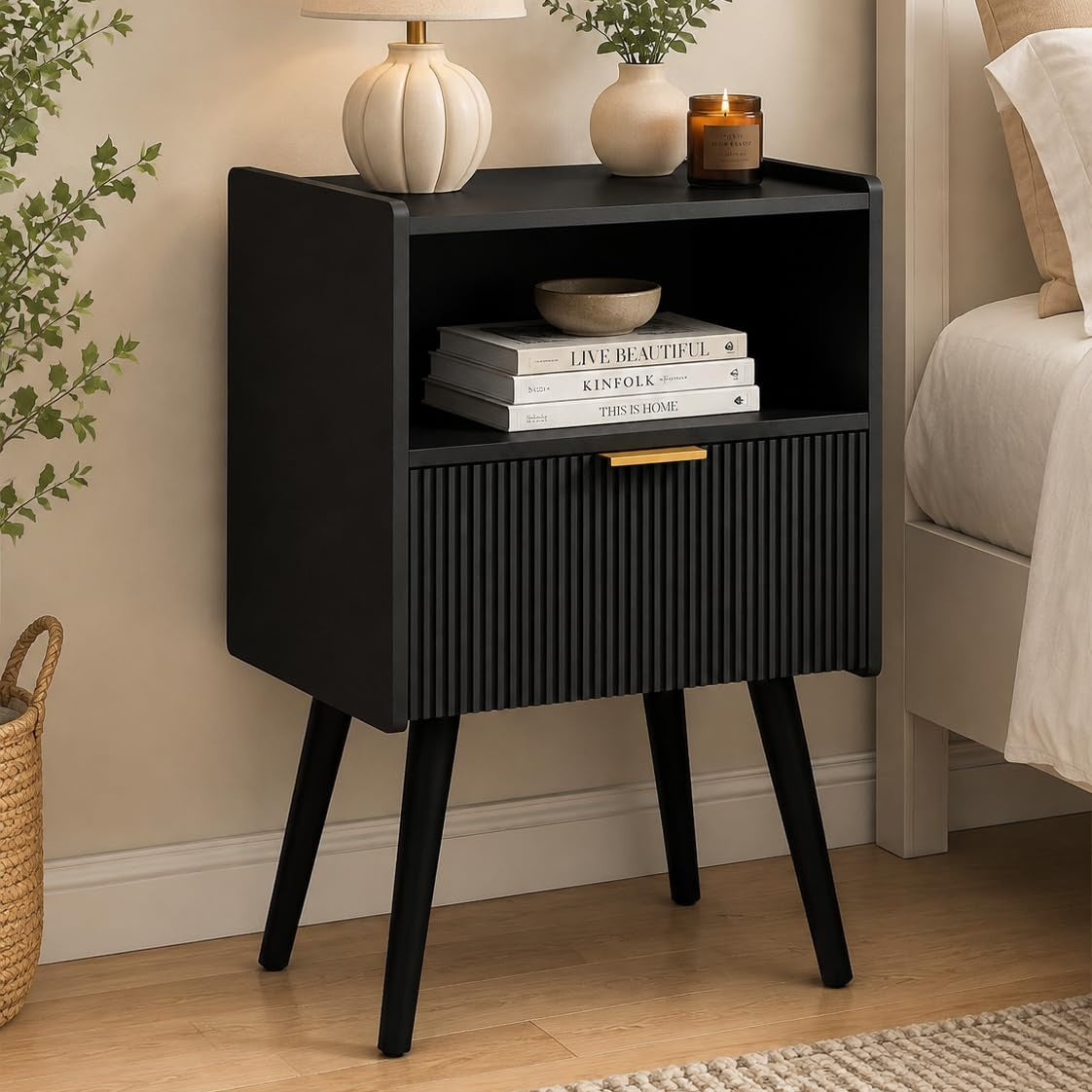 Solid Wood Bedside Table for Bedroom