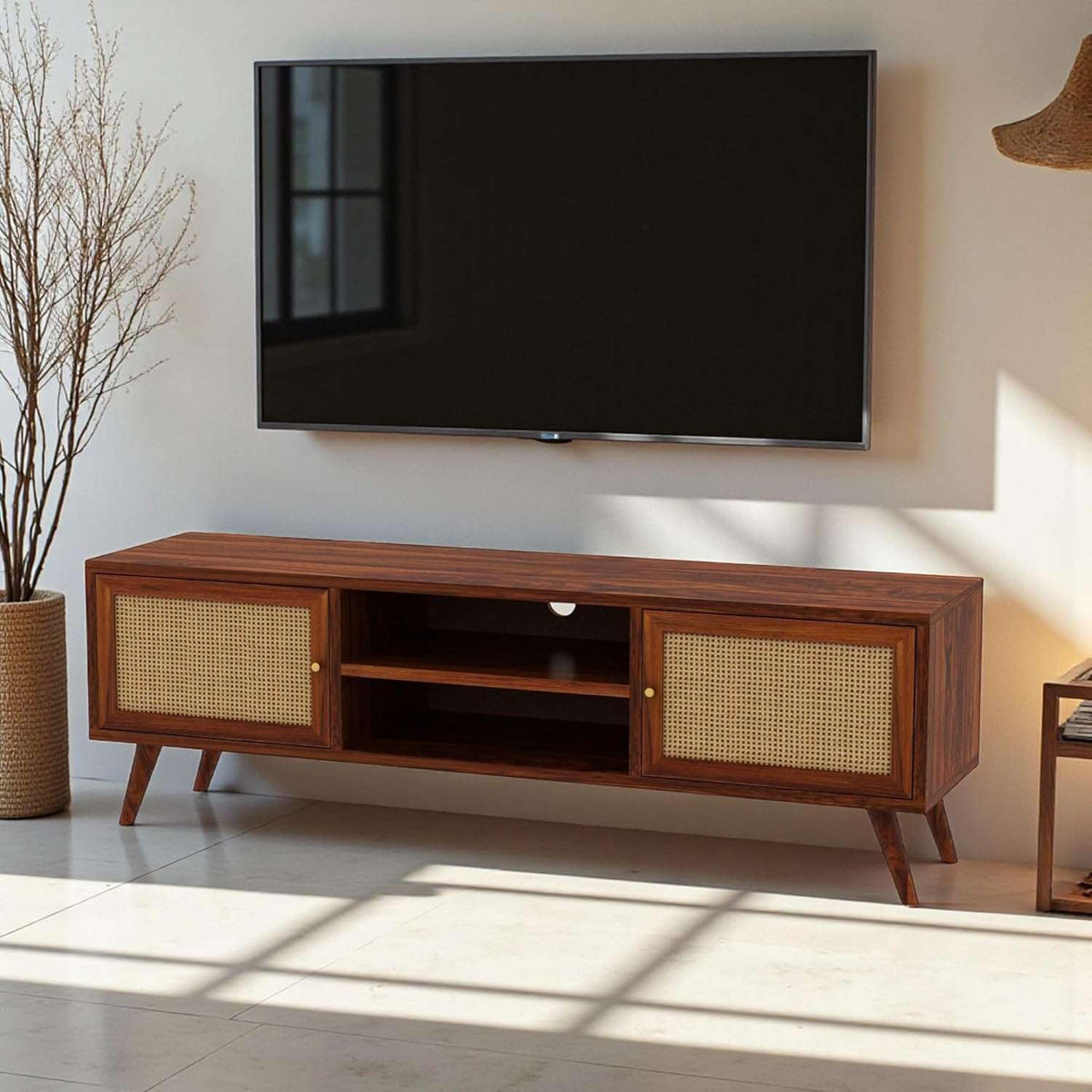 Solid Sheesham Wood TV Unit for Living Room
