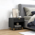 Wooden Nightstand with Drawer & Open Shelf