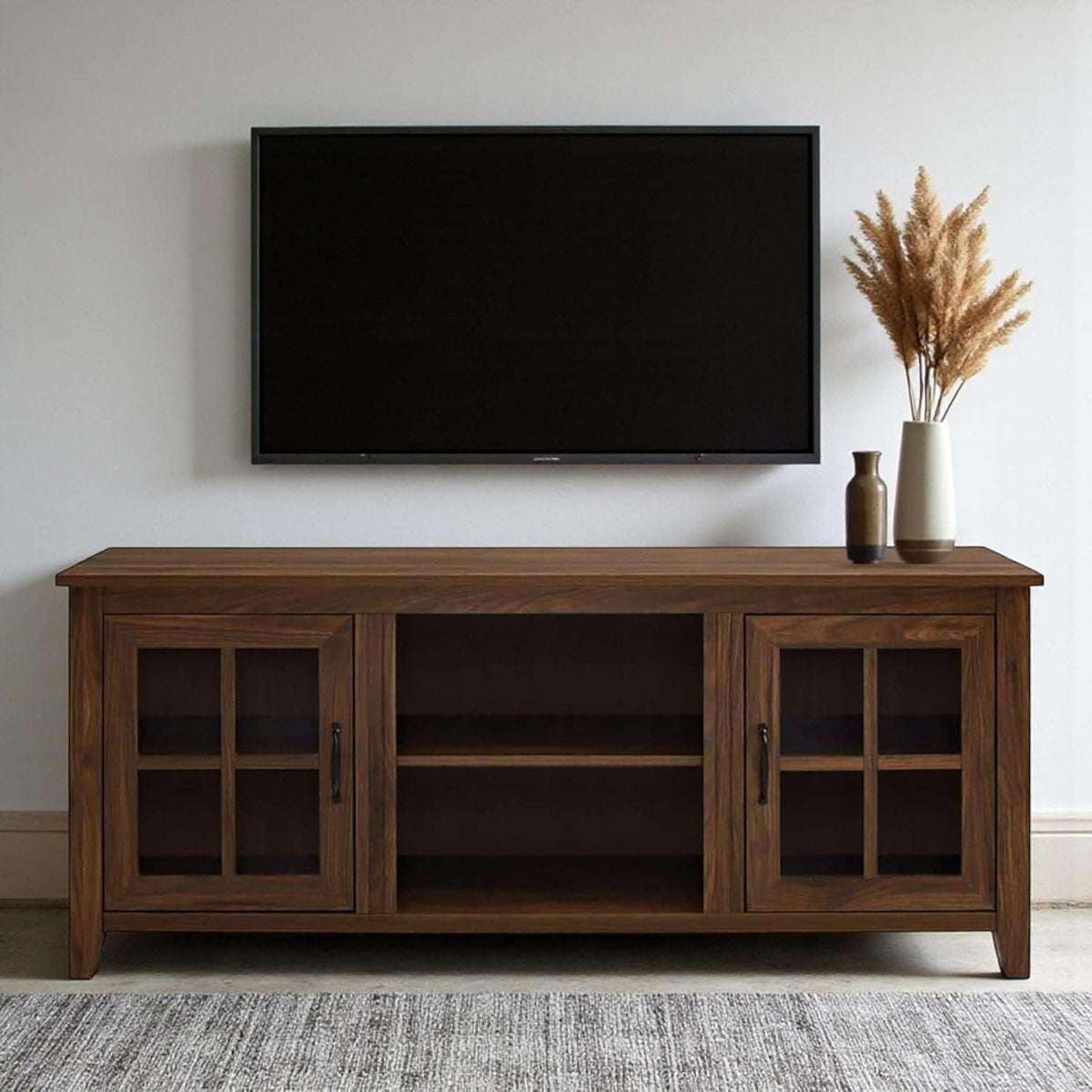 Solid Sheesham Wood TV Cabinet with Storage