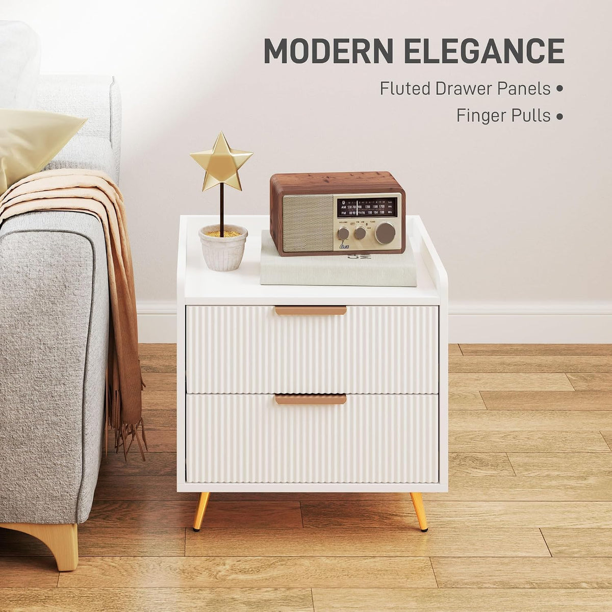Solid Wood Bedside Table for Bedroom