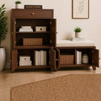Wooden Shoe Cabinet with Seating