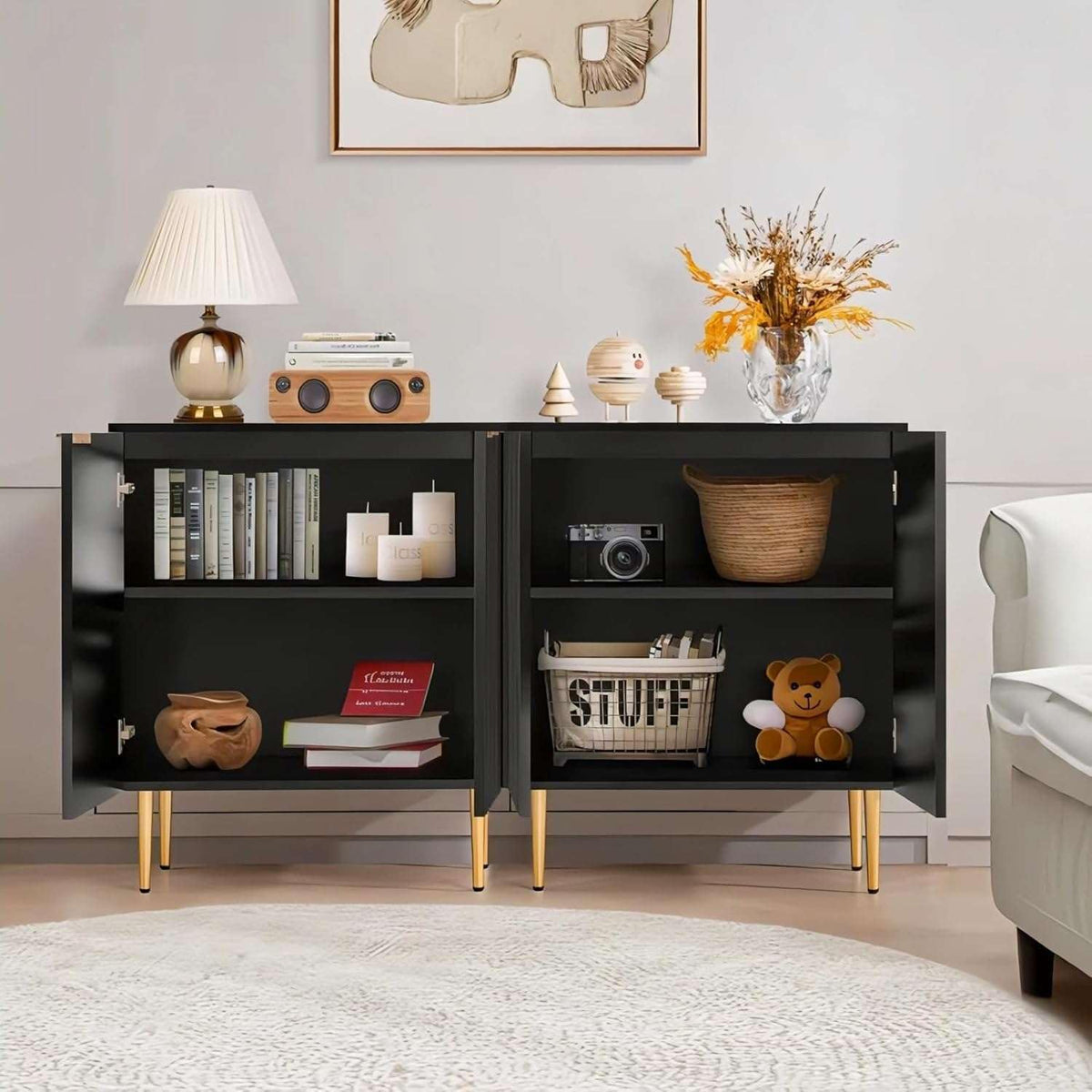Wooden Sideboard Cabinet with 2 Door Storage