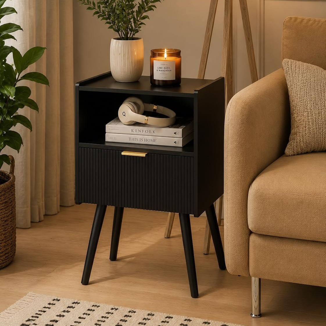 Solid Wood Bedside Table for Bedroom