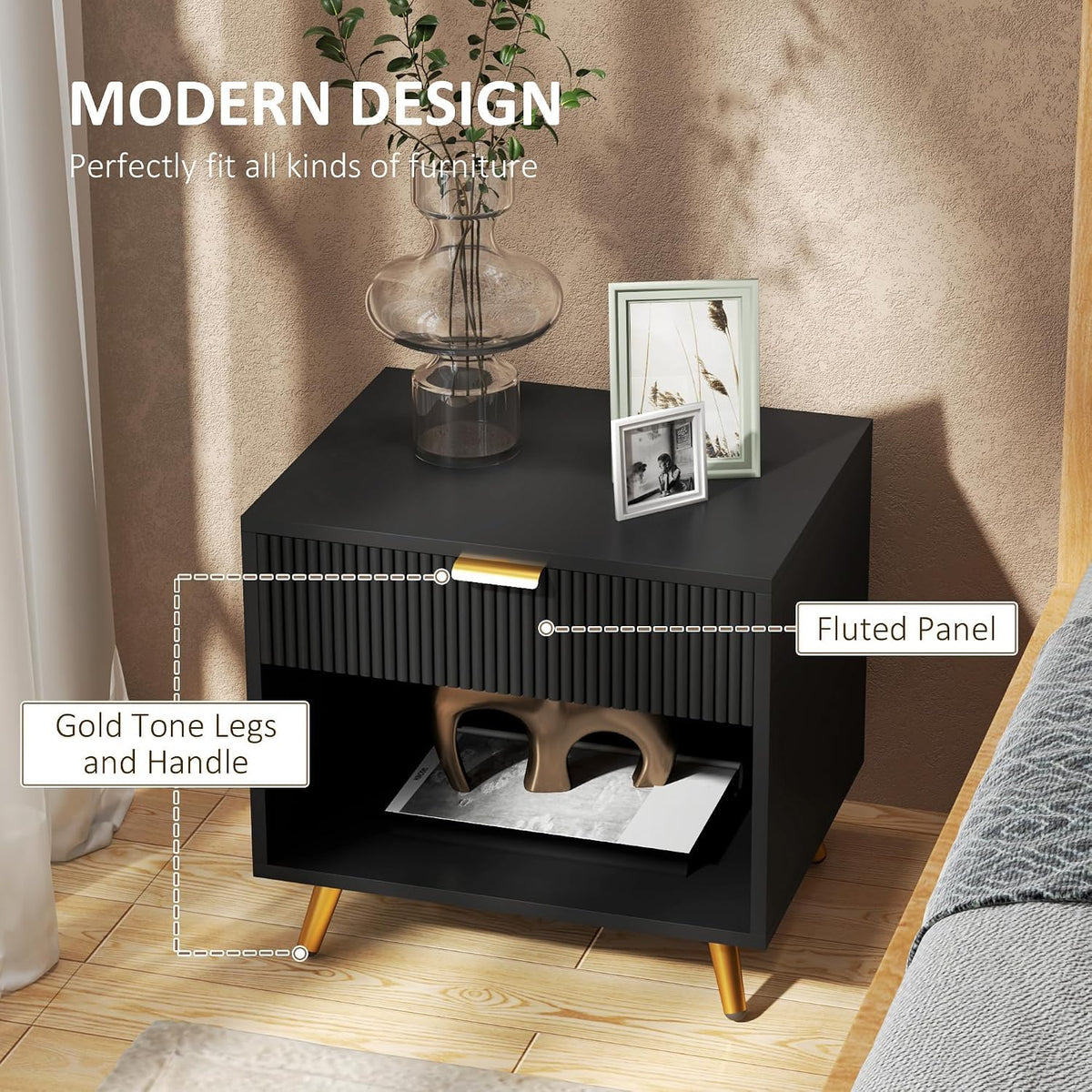 Solid Wood Bedside Table for Bedroom